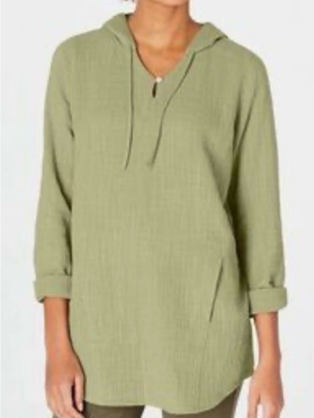 J. Jill Pure Jill cotton gauze tunic blouse top Sz L Boho Lagenlook Beachy